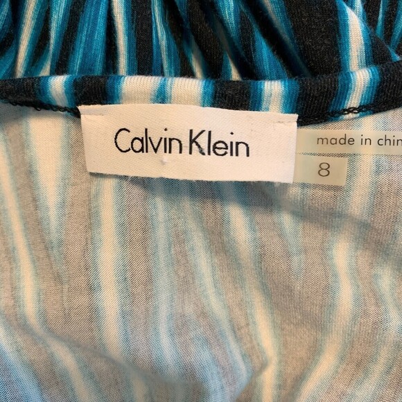 Calvin Klein Womens Size 8 Blue Black Multicolor Boho Sleeveless Maxi Dress - Picture 4 of 6